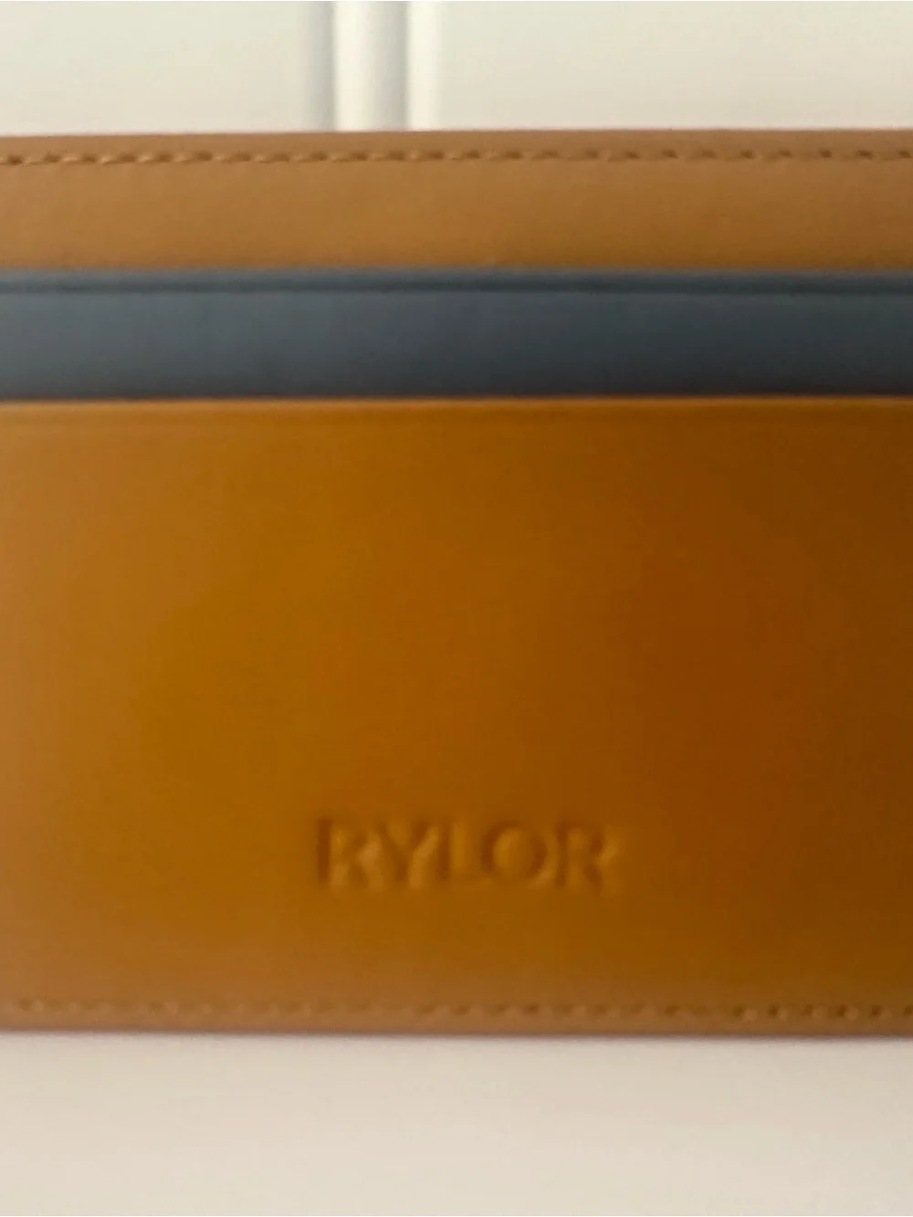 RYLOR Tan & Gray Leather Card Holder (NWOT)